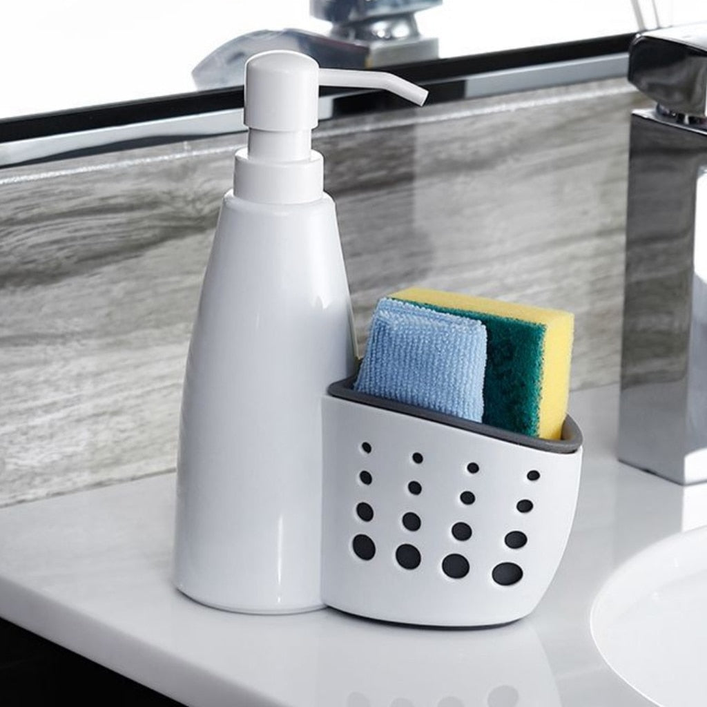2-in-1 Kitchen Soap Dispenser | White