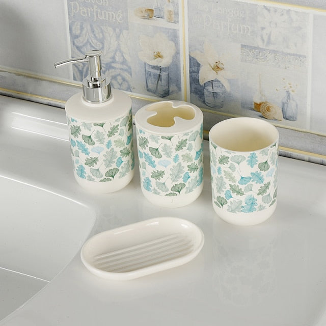 4Pcs/Set Printing Bathroom Soap Dispenser Ser