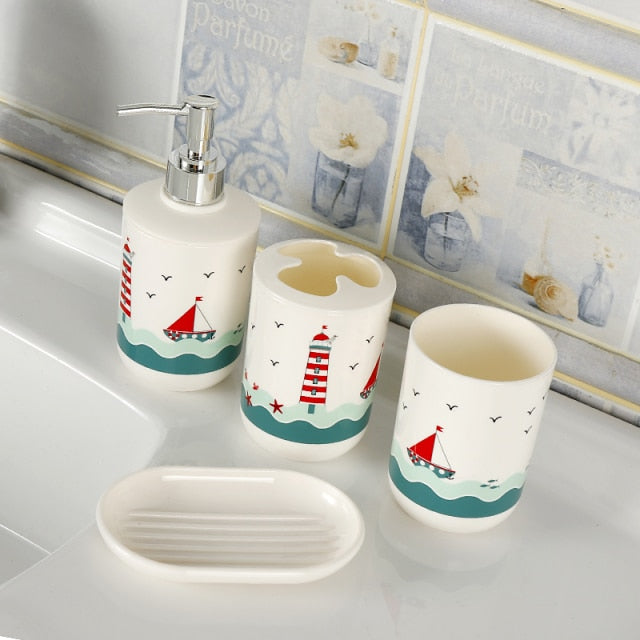 4Pcs/Set Printing Bathroom Soap Dispenser Ser