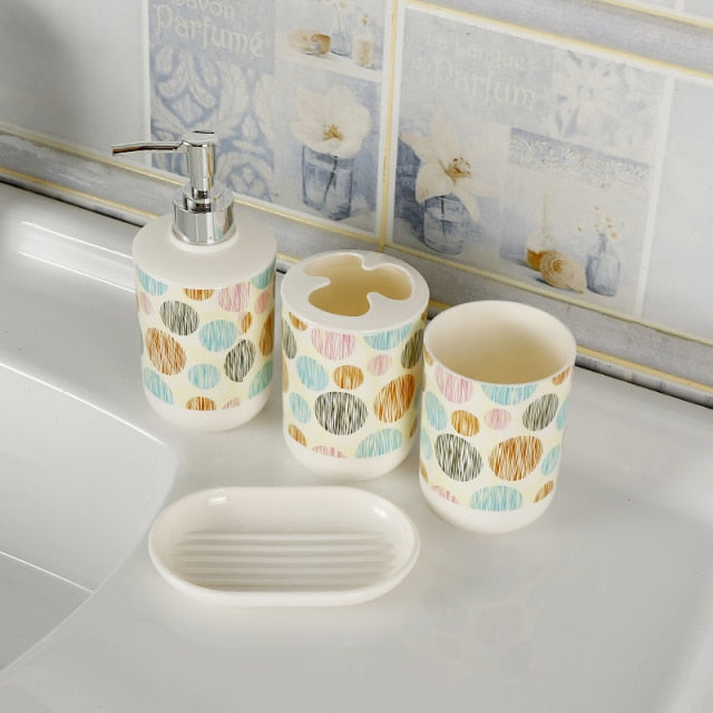 4Pcs/Set Printing Bathroom Soap Dispenser Ser