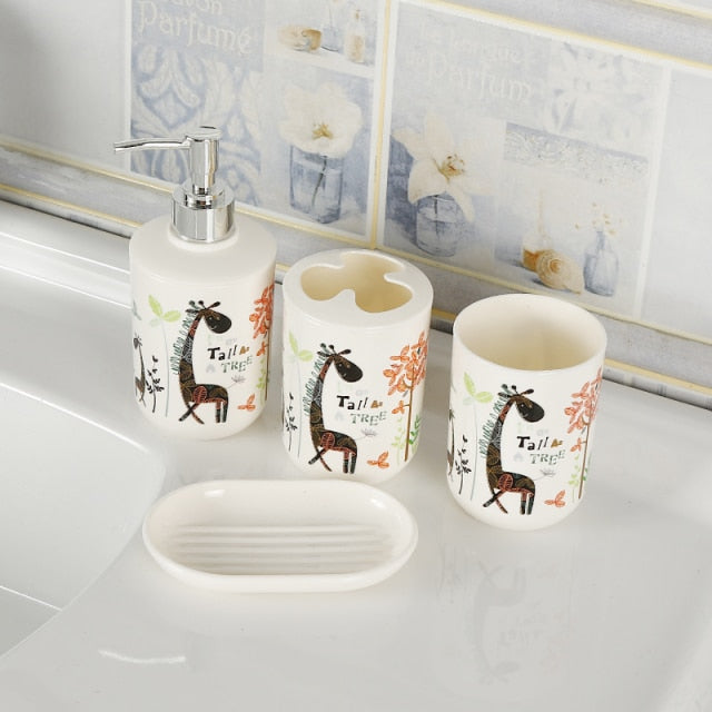 4Pcs/Set Printing Bathroom Soap Dispenser Ser