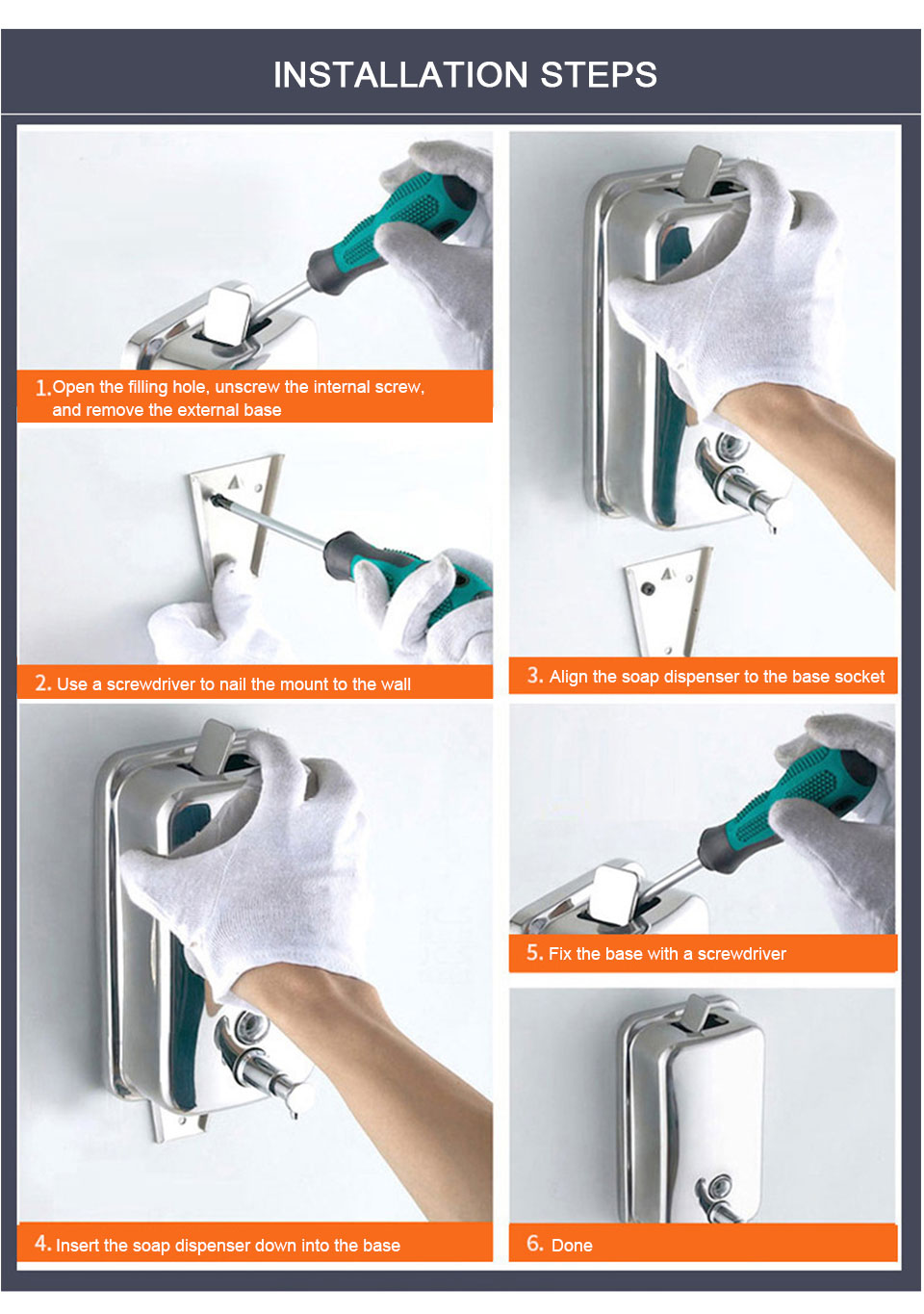 Silver Wall-mounted Soap Dispenser
