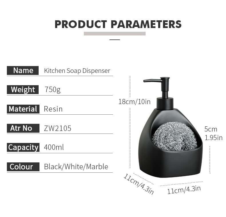 400ml Kitchen Soap Dispenser With Storage
