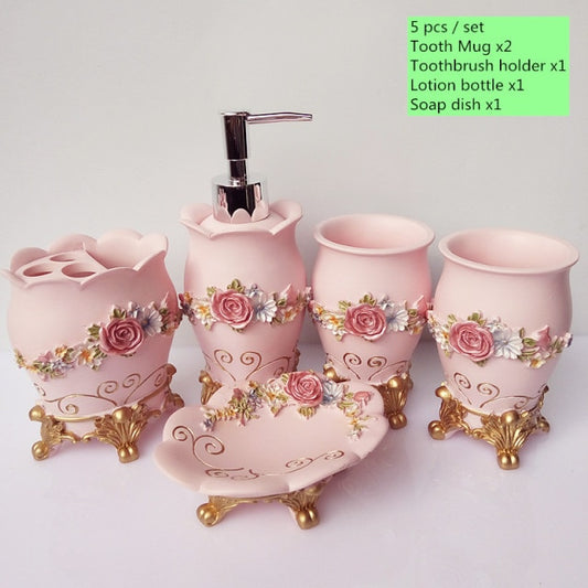 5pcs European Ceramic Bathroom Set