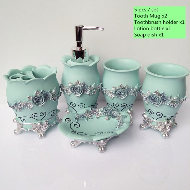 5pcs European Ceramic Bathroom Set
