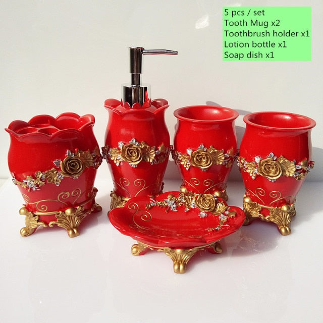 5pcs European Ceramic Bathroom Set