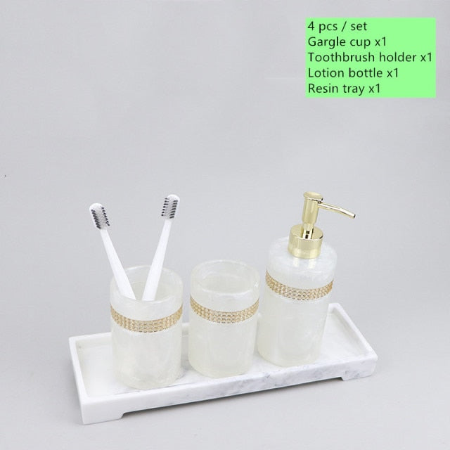 Luxury Resin Bathroom Soap Dispenser Set