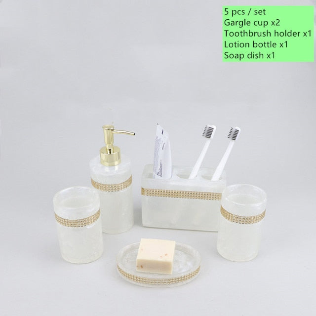 Luxury Resin Bathroom Soap Dispenser Set