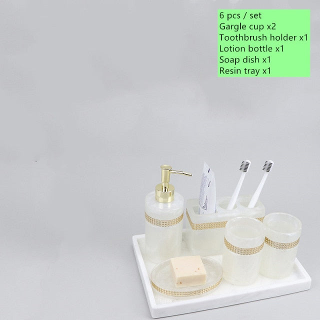 Luxury Resin Bathroom Soap Dispenser Set