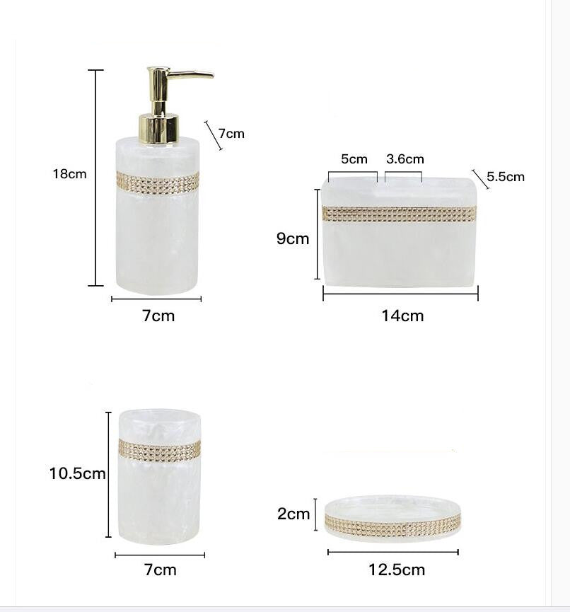 Luxury Resin Bathroom Soap Dispenser Set