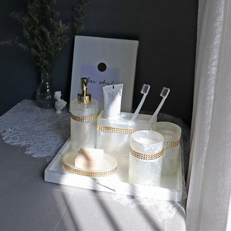 Luxury Resin Bathroom Soap Dispenser Set