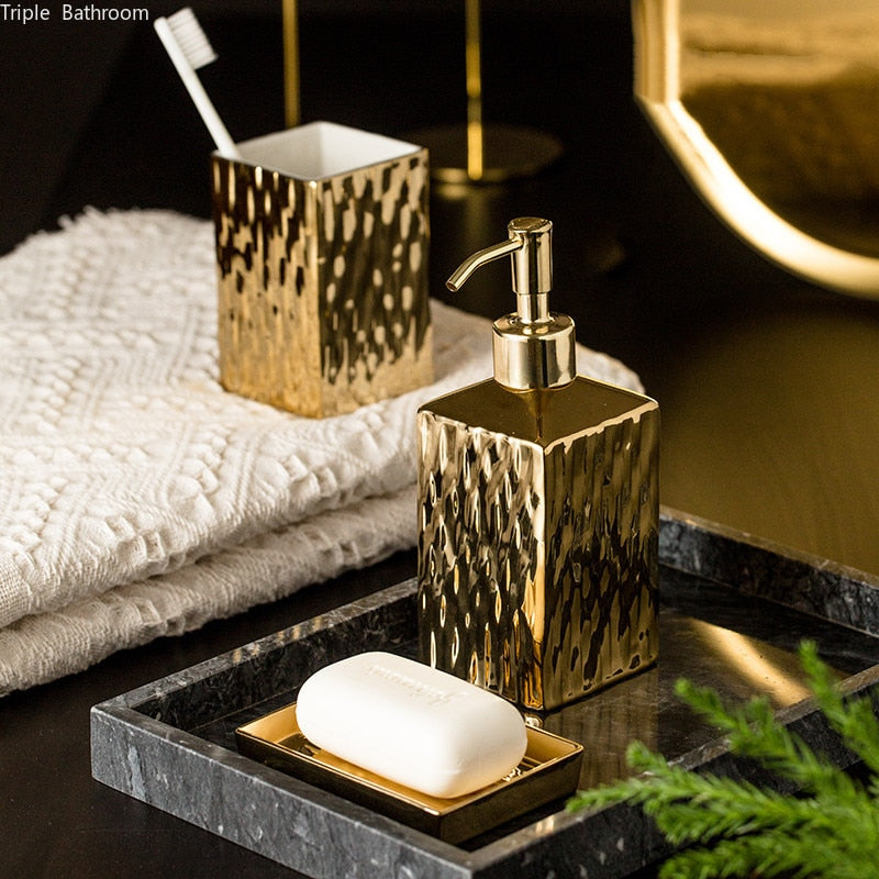 Gold Ceramic Bathroom Accessories Set