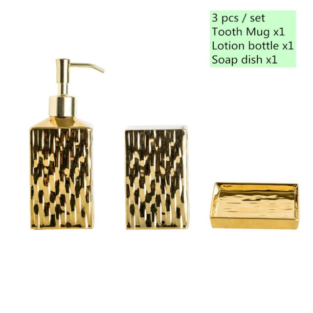 Gold Ceramic Bathroom Accessories Set