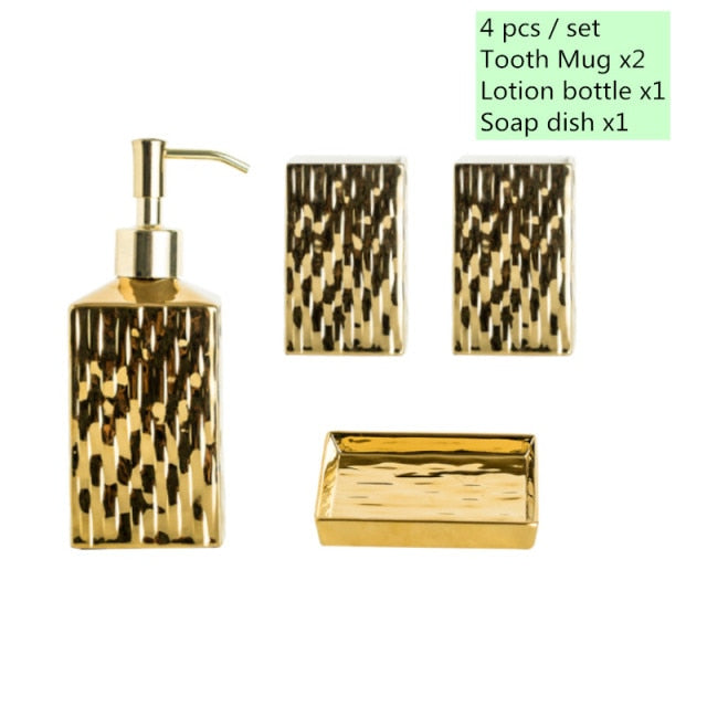 Gold Ceramic Bathroom Accessories Set