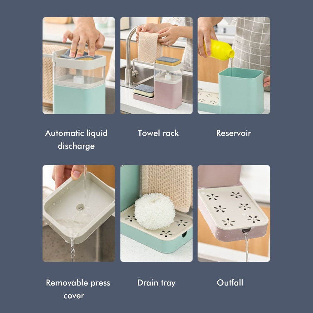 Dish Soap Dispenser With Sponge Holder