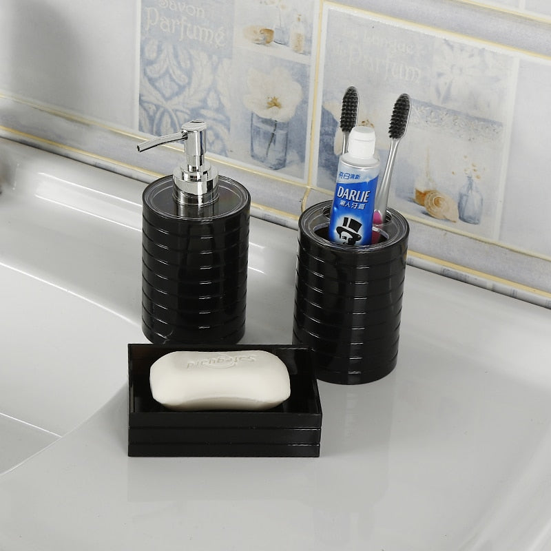 3Pcs Plastic Bathroom Soap Dispenser Set