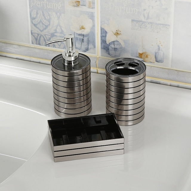 3Pcs Plastic Bathroom Soap Dispenser Set