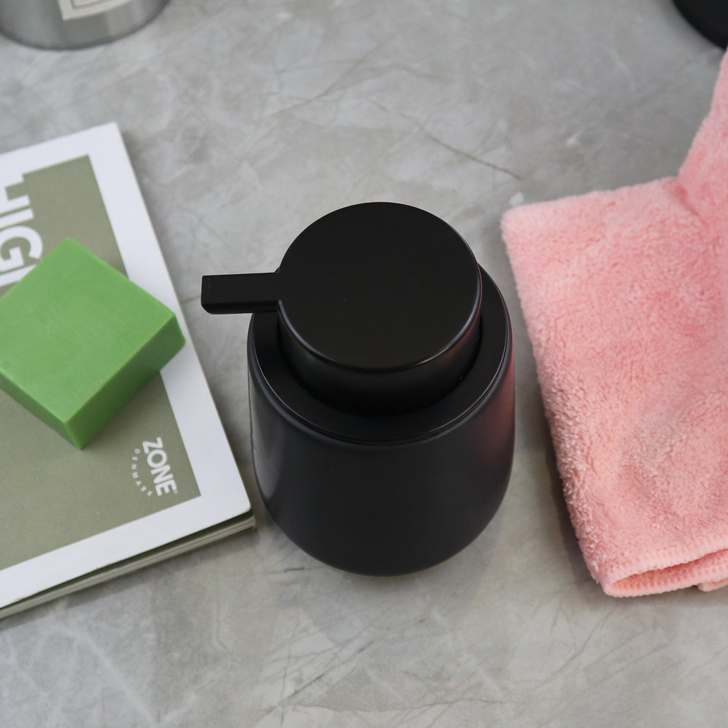 Black Ceramic Soap Dispenser Set