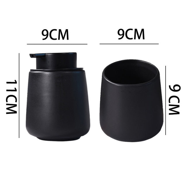 Black Ceramic Soap Dispenser Set