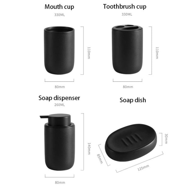 Black Ceramic Soap Dispenser Set