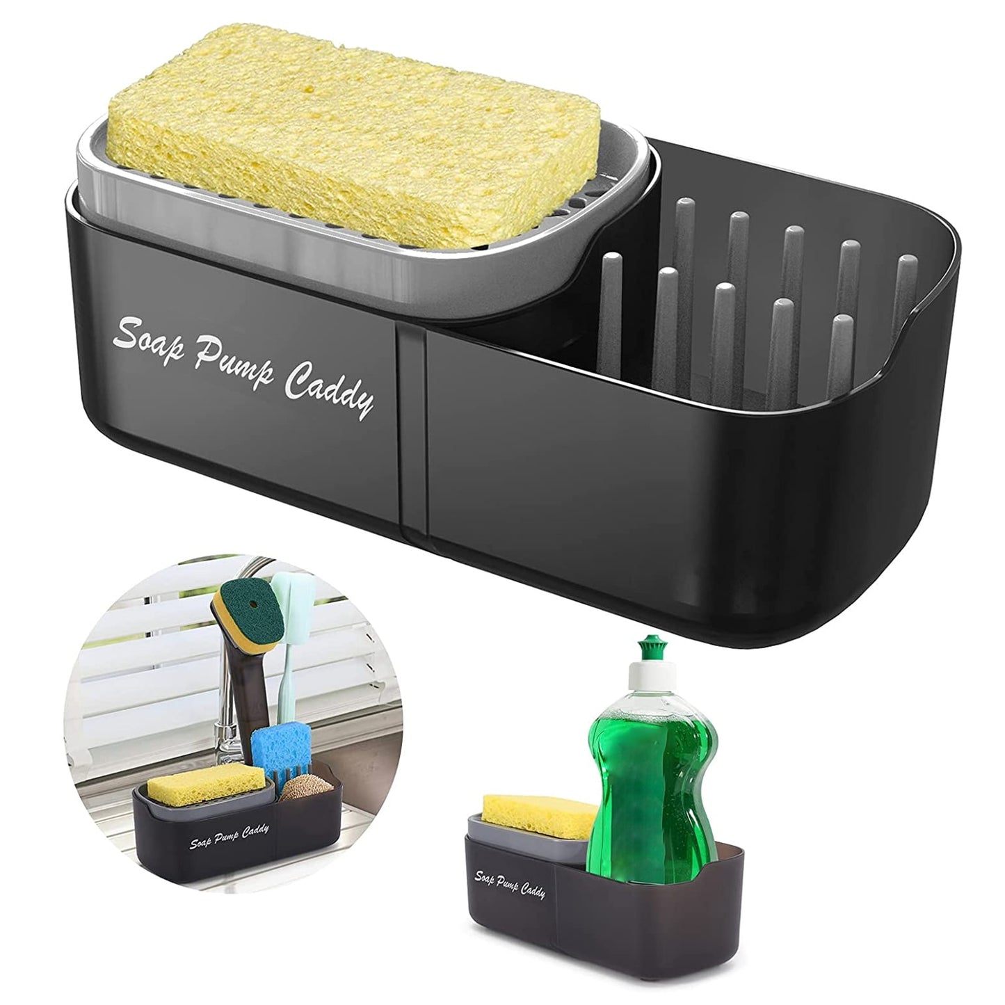 3-in-1 Sponge Soap Dispenser For Kitchen