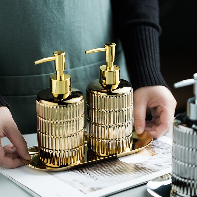 Gold Ceramic Shower Gel Bottle