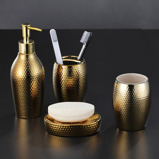 Golden Bathroom Soap Dispenser Set