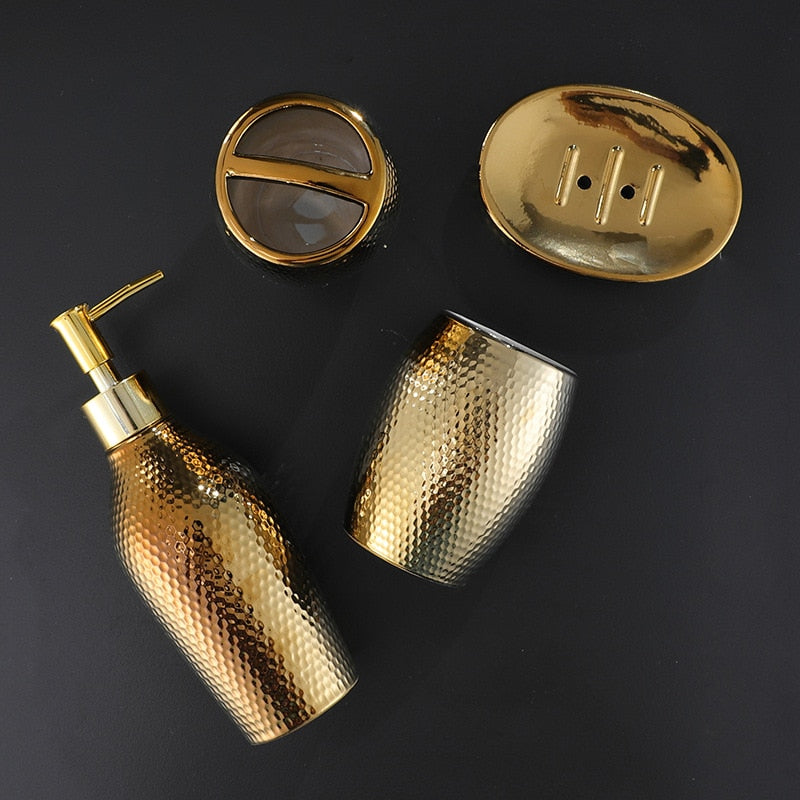 Golden Bathroom Soap Dispenser Set