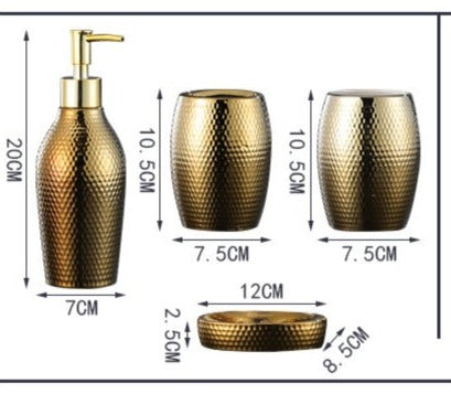 Golden Bathroom Soap Dispenser Set