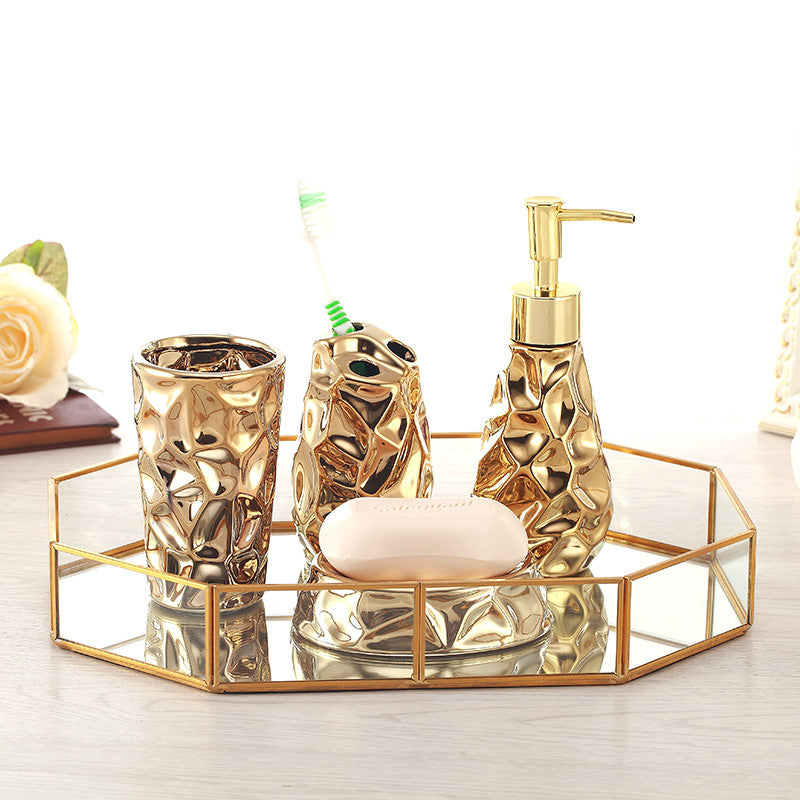 Ceramic Gold 4pcs Bathroom Set