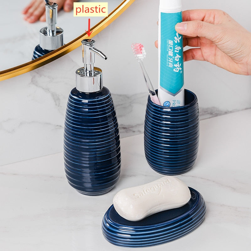 Ceramic Blue Bathroom Soap Dispenser