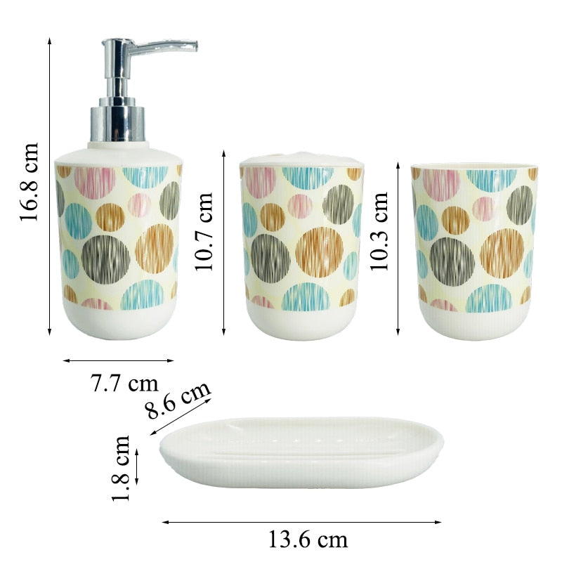 4Pcs/Set Printing Bathroom Soap Dispenser Ser