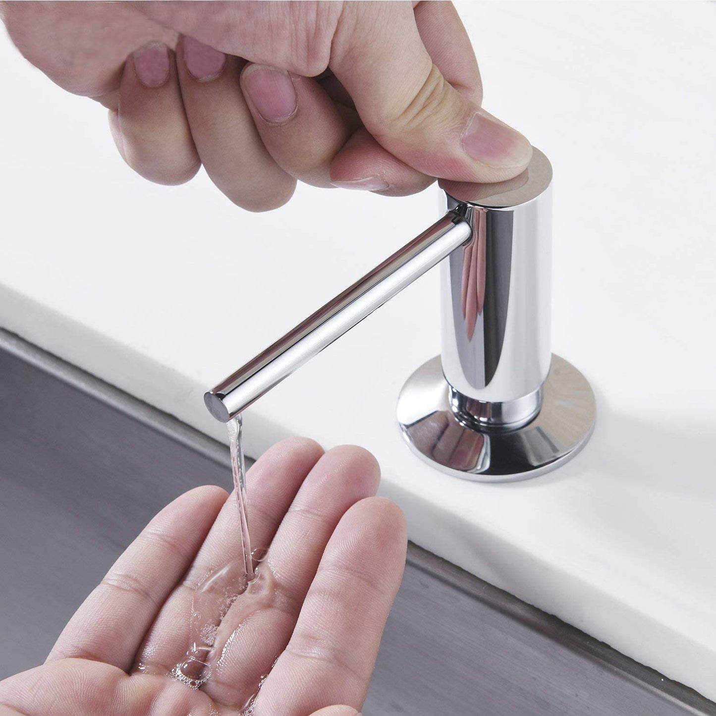 Silver Sink Soap Dispenser For Kitchen