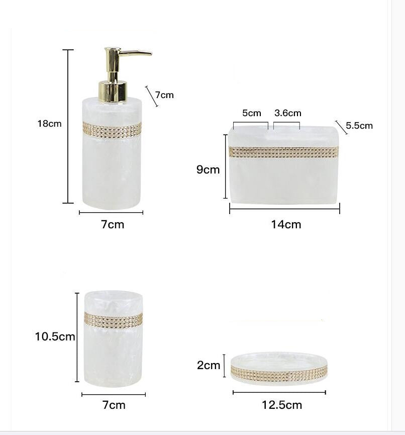 Luxury Resin Bathroom Soap Dispenser Set