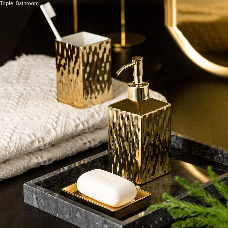 Gold Ceramic Bathroom Accessories Set