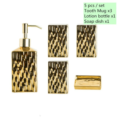 Gold Ceramic Bathroom Accessories Set