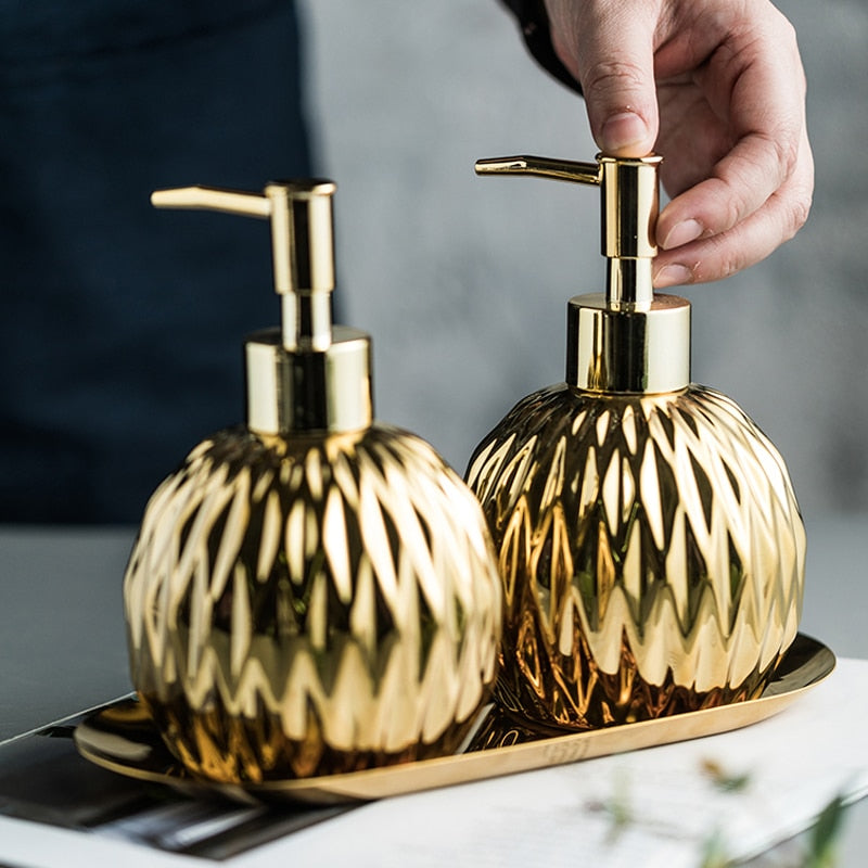 400ml Gold Ceramics Soap Dispenser