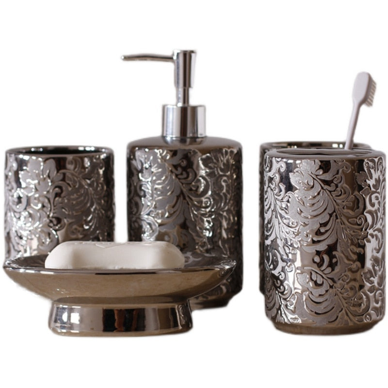 5pcs Ceramic Bathroom Soap Dispenser Set