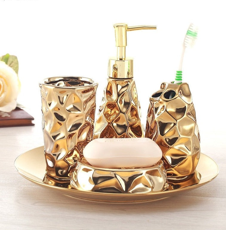 Ceramic Gold 4pcs Bathroom Set