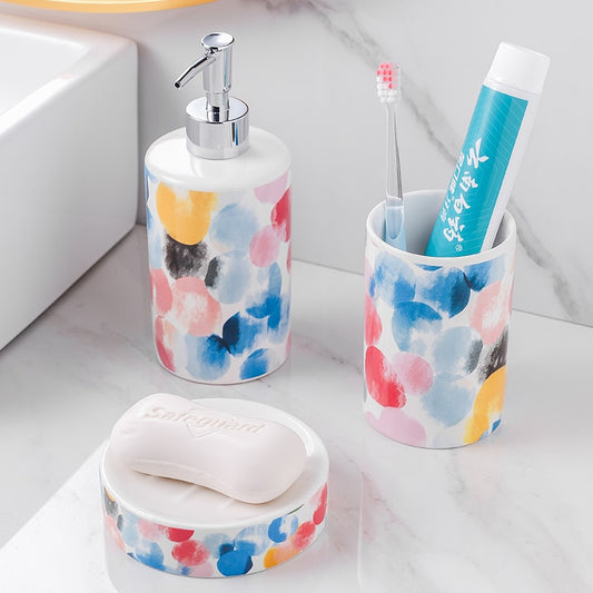 Colorful Ceramic Bathroom Soap Dispenser Ser